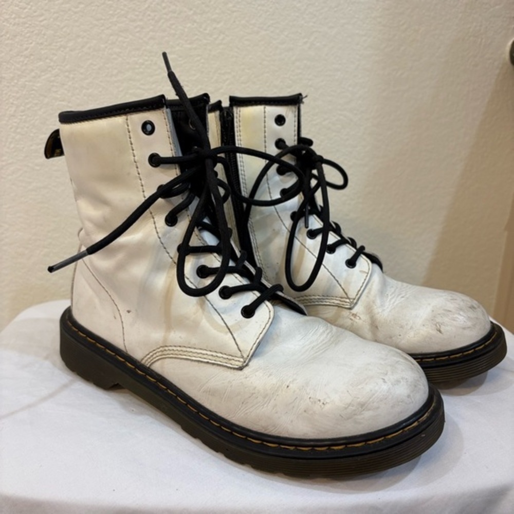 Dr. Martens‎ Ankle Boots 1460 White Patent Leather Lace Up/Zip